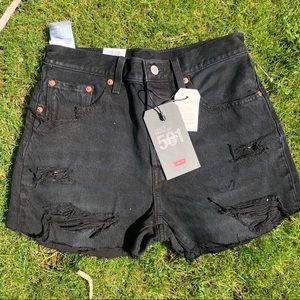 Levis NWT Black 501 Distressed Shorts